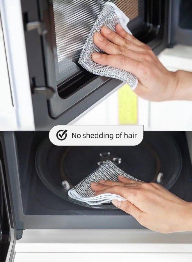 luvilly 10PCS Double Layer Silver Wire Dishwashing Rag.7.87IN Square Wet Dry Dual-Use Stainless Steel Scrubber.Wire Cleaning Cloths. - Image 3